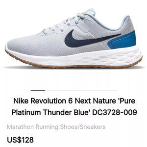 Nike Revolution 6 Pure Platinum Thunder Blue Men's Running Shoes ~{SIZE 10}~